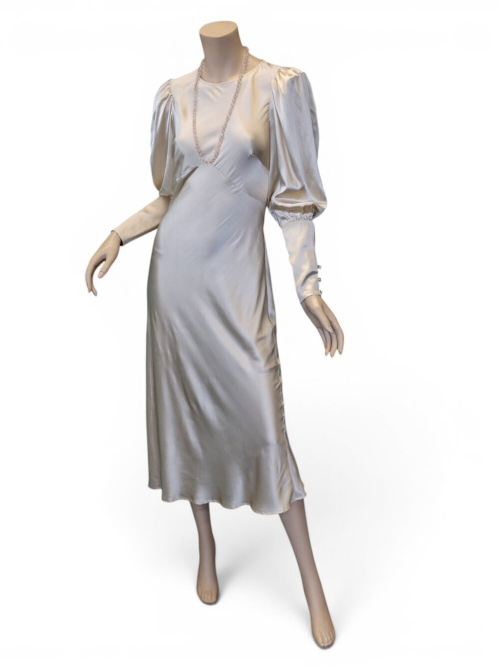 Reformation Silk Champagne Satin Midi Dress Size 6 1930s Gatsby Style